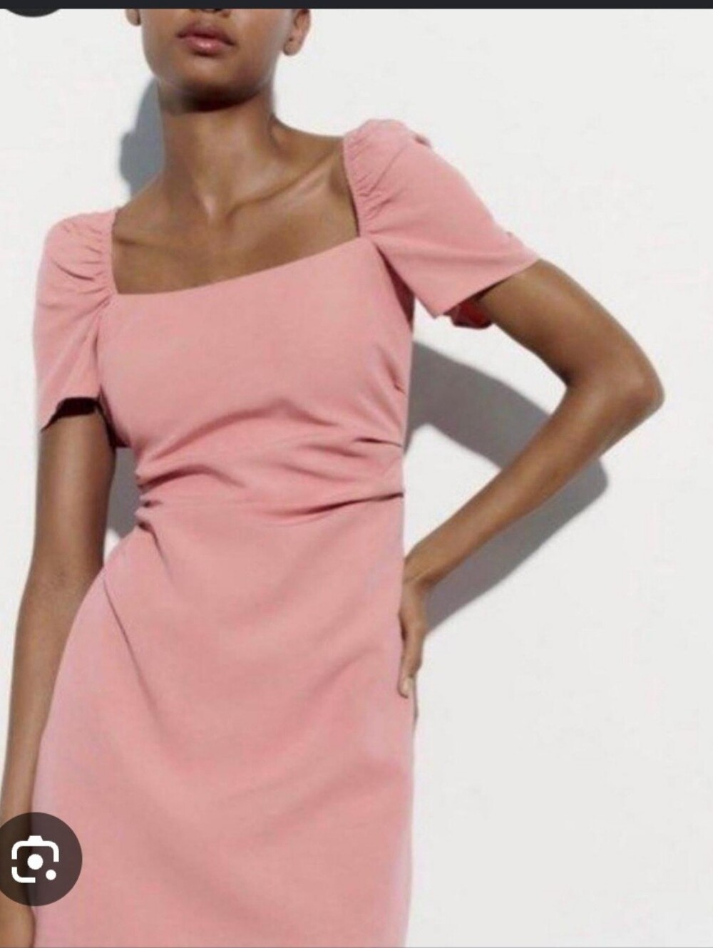 Zara Dusty Pink Square-Neck Mini Dress